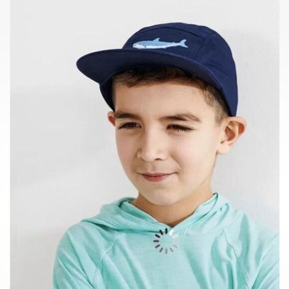 Hanna Andersson 5 panel flat brim baseball cap embroidered shark M - Picture 1 of 8